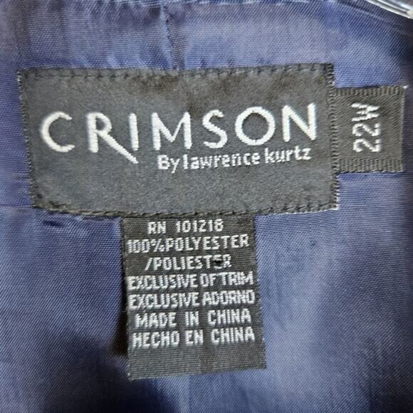 Designer Formal Jacket Blazer Top Crimson Lawrence Kurtz Beaded Wedding Size 22W - Picture 9 of 11